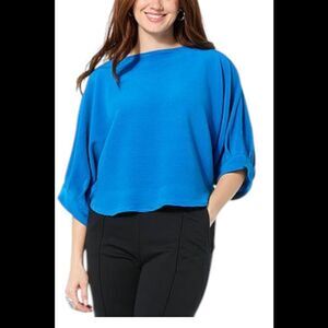 Lloyd Boston Women's Easy Luxury Banded Dolman Sleeve Top Blue - Regular